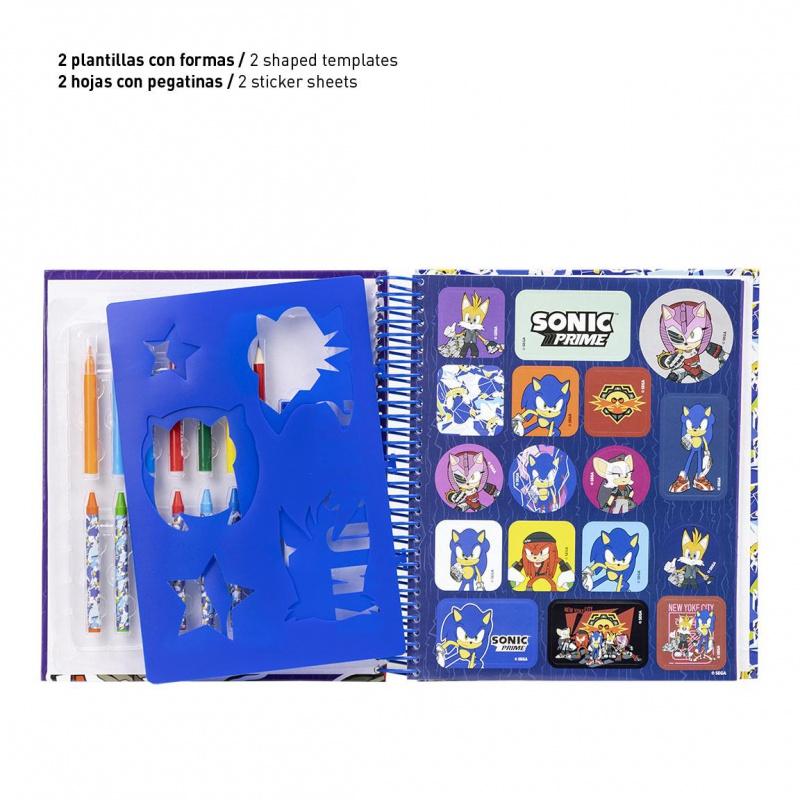 Kreatívny set Ježko Sonic (omaľovánky, voskovky, fixky, samolepky, blok), 2700000853