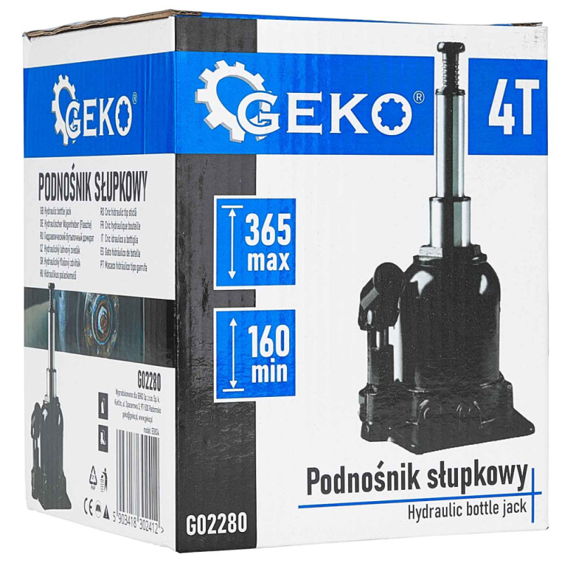 Zdvihák hydraulický dvojstupňový, nosnosť 4.000kg, zdvih 160-365 mm, GEKO 10