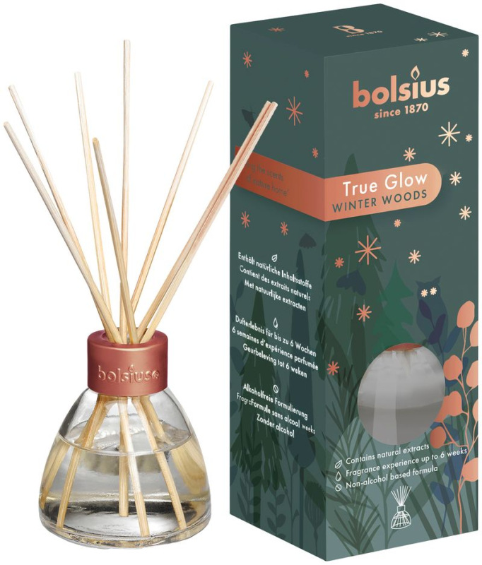 Difúzer Bolsius True Glow, vianočný, rastlinný vosk, vôňa zimnej dreviny, 45 ml 1