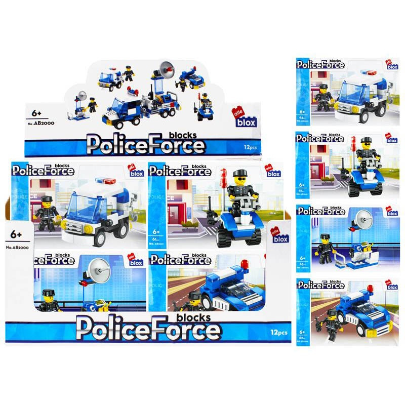 Stavebnica Polícia s postavičkou - 4 druhy