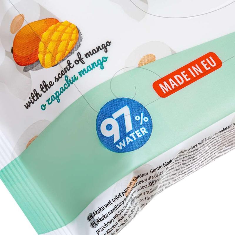 Vlhčený toaletný papier s vôňou manga Akuku 97% vody 50ks