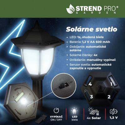 Lampa Strend Pro Garden, reťaz, ohrada, plot do záhrady, 2x solárne svietidlo, 1x LED, 16,5x16,5x