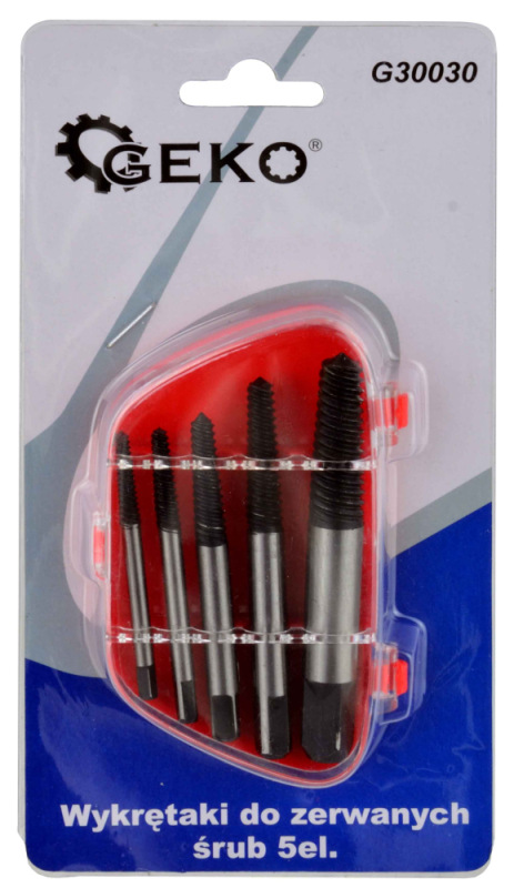 Sada vyťahovačov zalomených skrutiek M6-M18, 5-dielna, GEKO 2