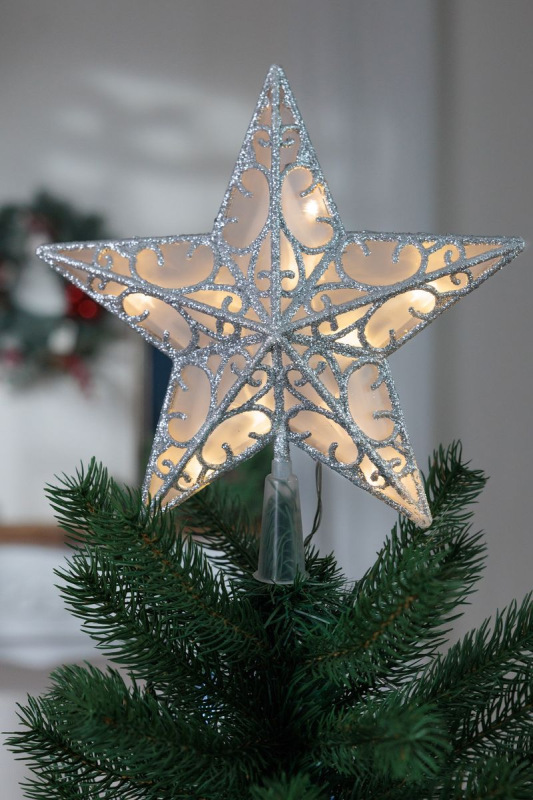 Hviezda MagicHome Vianoce, plast, časovač, 10xLED teplá biela, 25 cm, 2xAA 2