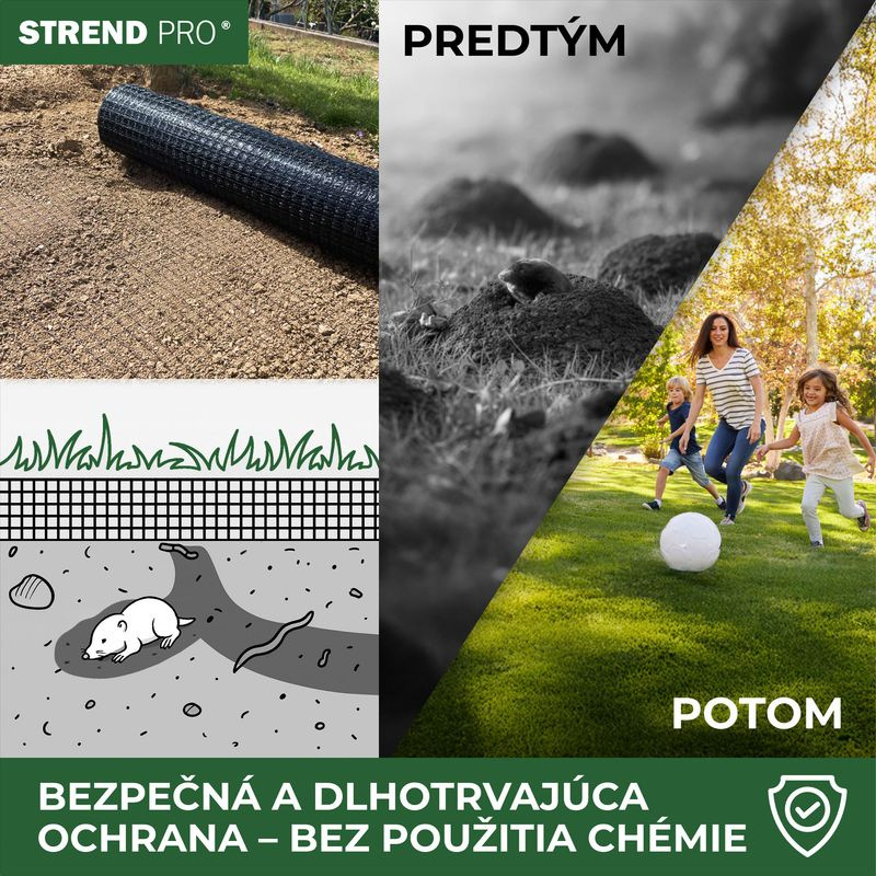 Sieť proti krtom GrassGuard, oko 12x12 mm, 2 m, L-200 m, do zeme, proti krtkom 6