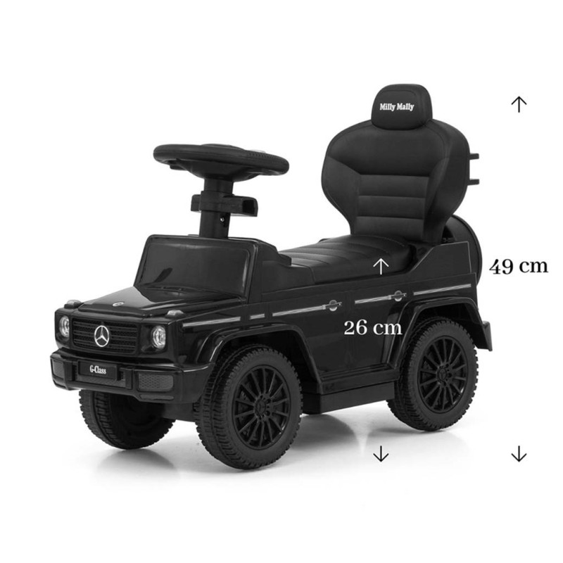 Detské odrážadlo s vodiacou tyčou MERCEDES G350d Milly Mally čierne 2
