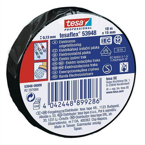 Paska tesa® PRO tesaflex®, elektroizolačná, IEC, 15 mm, čierna, L-10 m