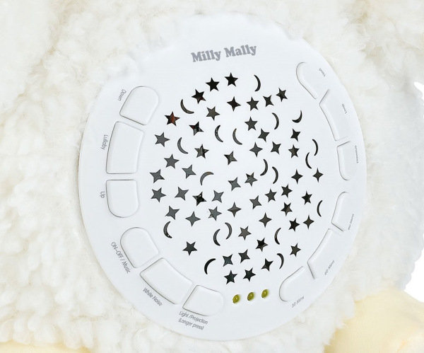 Plyšový zaspávačik ovečka s projektorom Milly Mally 2