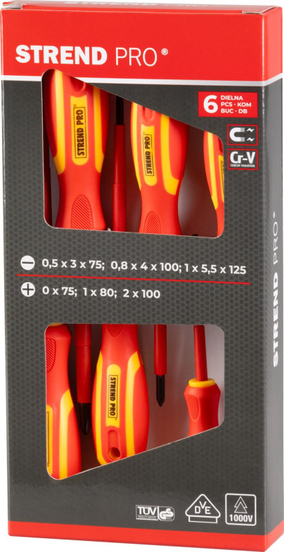 Sada skrutkovačov Strend Pro SD0118, VDE 6 dielna, ploché + Phillips, elektrikárska, 1000V 2