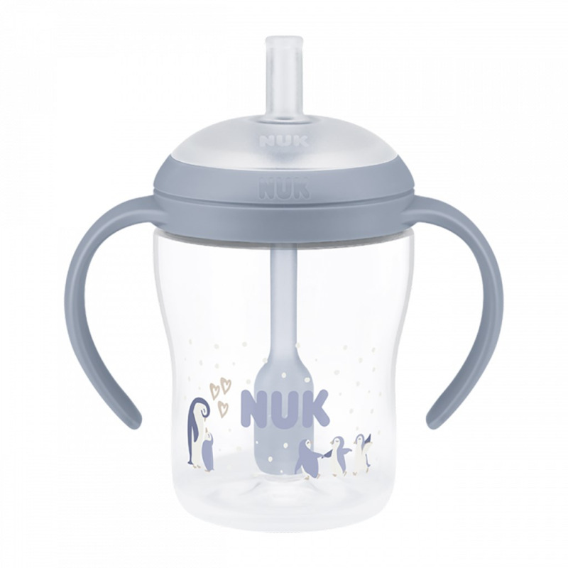 Kojenecká fľaša NUK Perfect Match na učenie so slamkou PENGUIN 150 ml