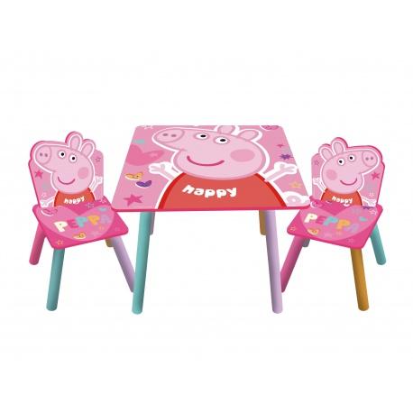 Detský drevený stolík + stoličky PEPPA PIG, PP13984