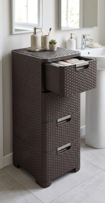 Komoda Curver® STYLE 4x šuflik, tmavohnedá, 33x79x38 cm 1