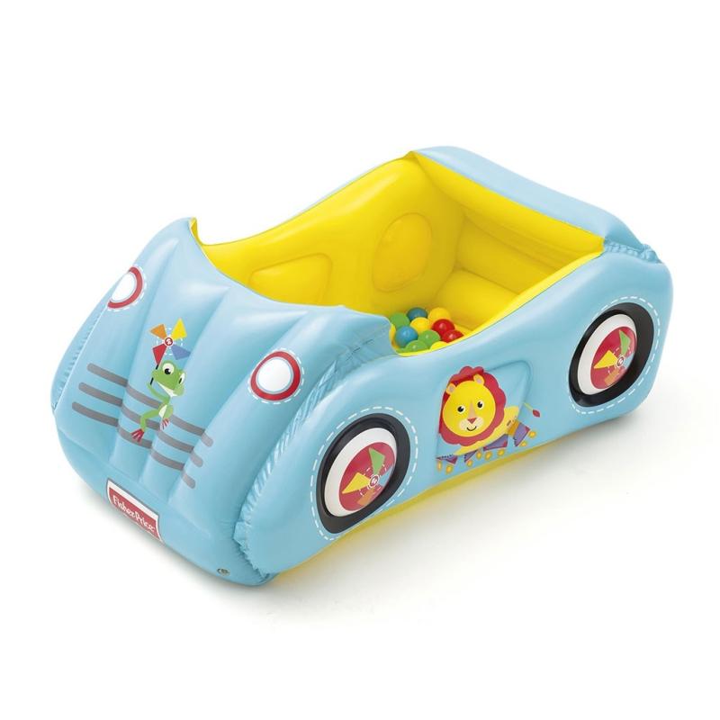 Detské nafukovacie autíčko Fisher-Price s loptičkami 119x79x51 cm