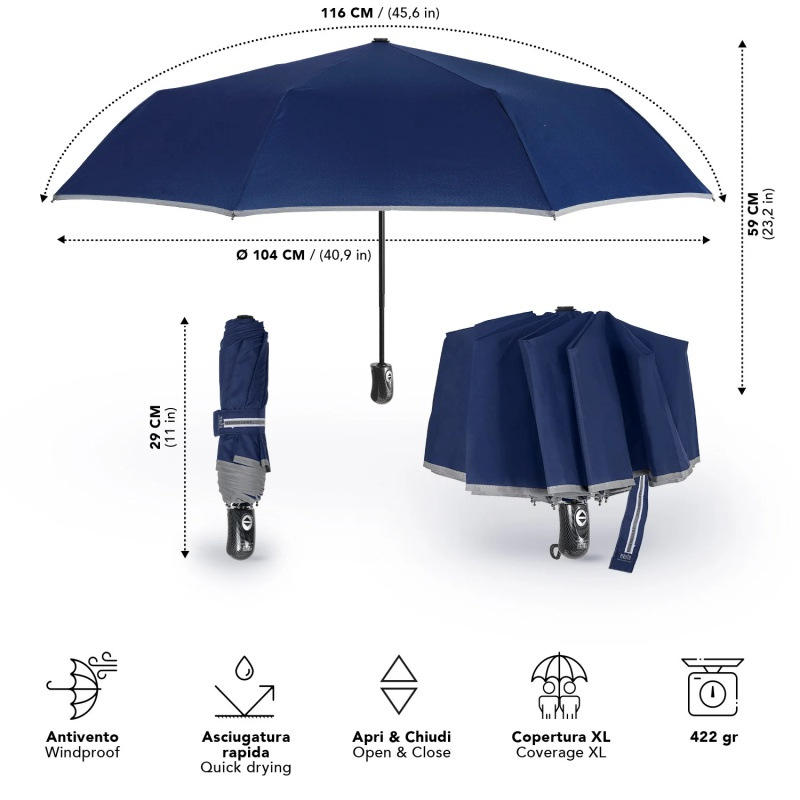 Plnoautomatický reflexný skladací dáždnik Perletti Technology, 21823 2