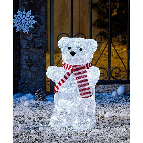 Dekorácia MagicHome Vianoce, Polárny medveď biely, 40 LED studená biela, akryl, 230 V, 50 Hz, IP44,
