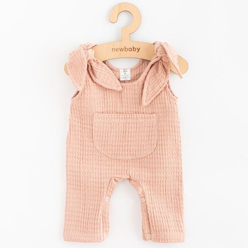 Dojčenské mušelínové zahradníčky New Baby Comfort clothes ružová 80 (9-12m)