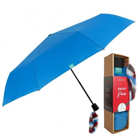 PERLETTI Skladací dáždnik s ozdobou LOVE / modrá, 26169