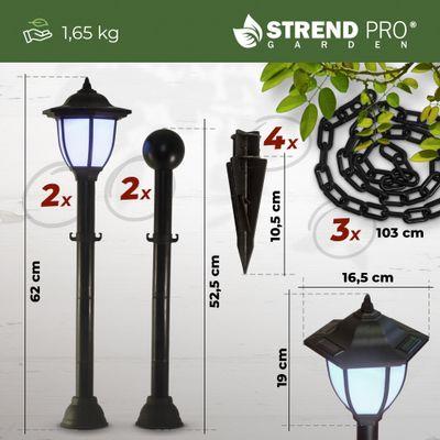 Lampa Strend Pro Garden, reťaz, ohrada, plot do záhrady, 2x solárne svietidlo, 1x LED, 16,5x16,5x