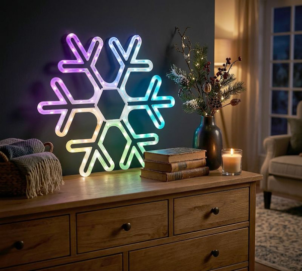Dekorácia MagicHome Vianoce, Vločka, 90xLED RGB, 50x0,6x43 cm 3