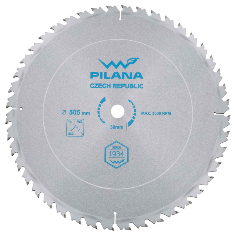 Pílový kotúč s SK plátkami 505x4,0x30 zuby 44 WZ, PILANA