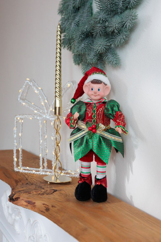 Dekorácia MagicHome Vianoce, Elf, červený-zelený, 30 cm 2