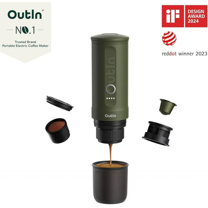 Outin Nano Portable Espresso Machine – Forest Green + cestovný obal 5