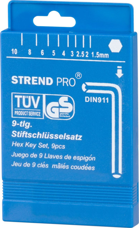 Sada kľúčov Strend Pro HK0212, 9 dielna, Hex S1, zástrčná, Imbus 2