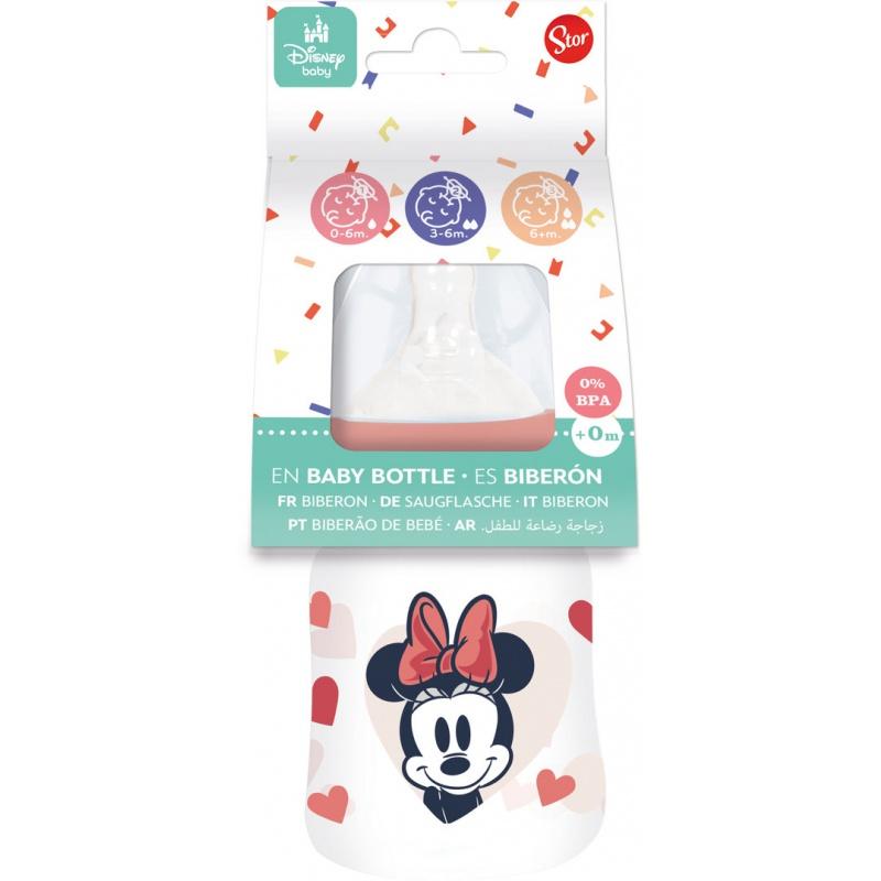 STOR Dojčenská fľaša Minnie Mouse s antikolikovým systémom, 150ml, 10701