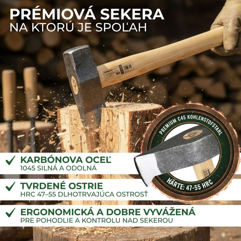 Sekera Strend Pro A6441 Sandblaster 3000 g, štiepacia, káľačka, drevená násada 900 mm 3