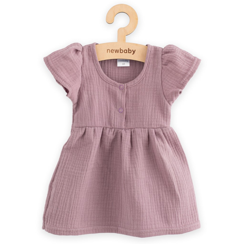 Dojčenské mušelínové šaty New Baby lavender 74 (6-9m) 1