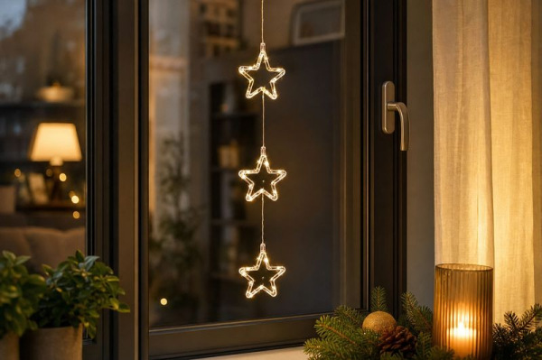 Dekorácia MagicHome Vianoce, Hviezdičky, 44xLED teplá biela, IP44, 3xAA, 55,5 cm 1