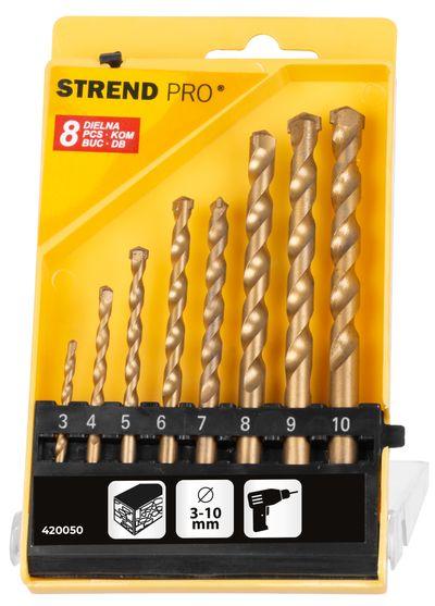 Sada vrtákov Strend Pro FD023, 8 dielna, 3-10 mm, TiN, do muriva