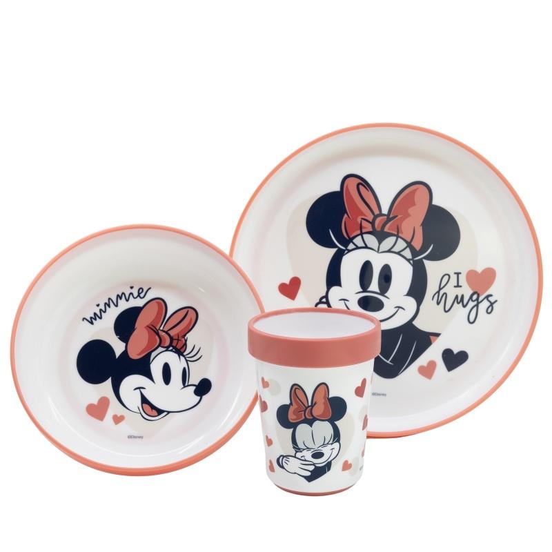 Detský plastový riad Minnie Mouse Premium (tanier, miska, pohár), 10795