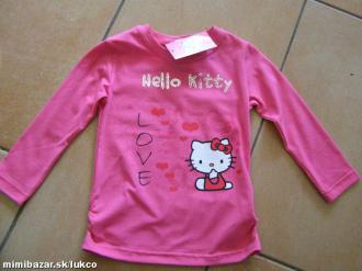 Hello Kitty dievčenské tričko s dlhým rukávom tmavo/ružová