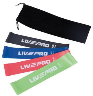 Odporová fitnes aerobic guma LivePro SET 4 ks LP8412