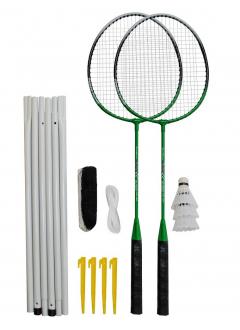 Badmintonový set 2x raketa, 3x loptička, sieť, vak