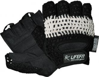 Fitnes rukavice LIFEFIT KNIT, veľ. L, čierno-biele