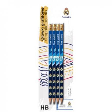 ASTRA 4ks obyčajná ceruzka HB s gumou REAL MADRID, blister, 206018001